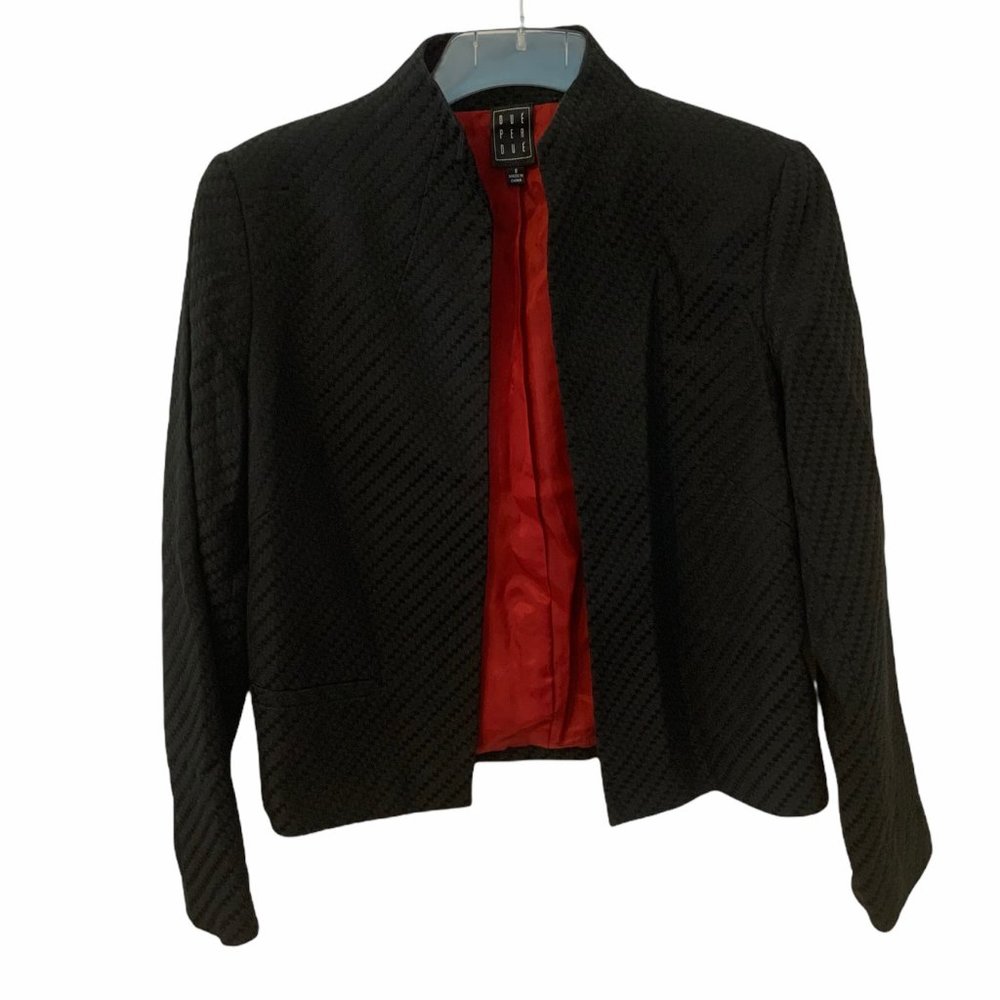 Due Per Due Black Silk Jacket Sz 8
